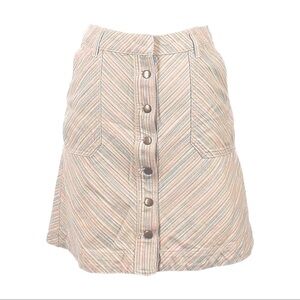 Pilcro Anthropologie Boho Chino Neutral Denim Chevron Striped Skirt Size 0